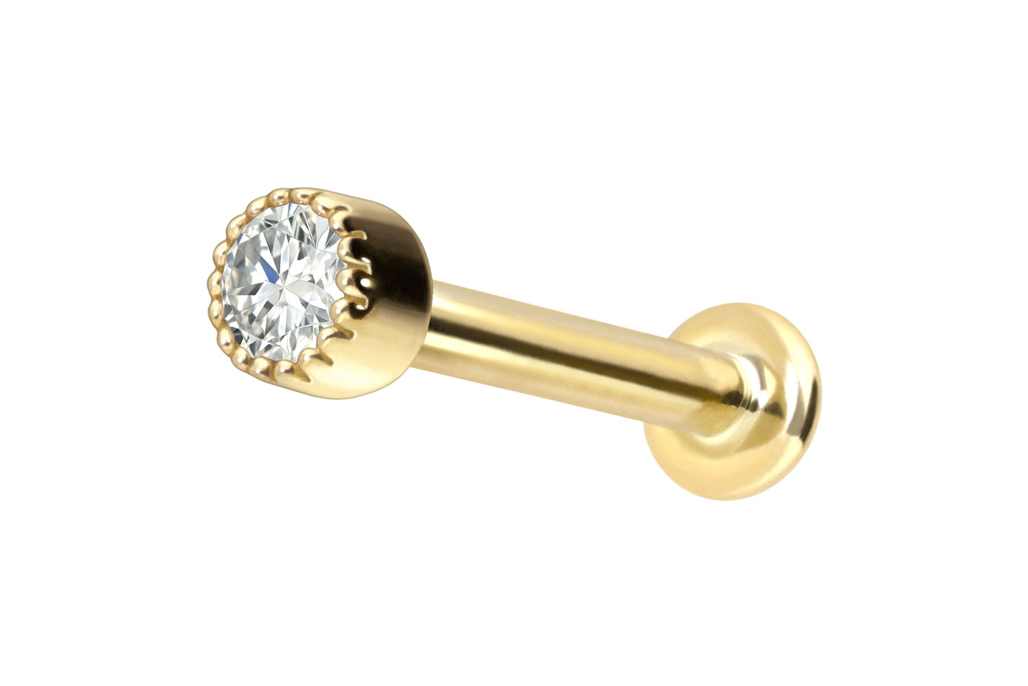 18 Karat Gold Labret Piercing mit Innengewinde DIAMANT-DISC